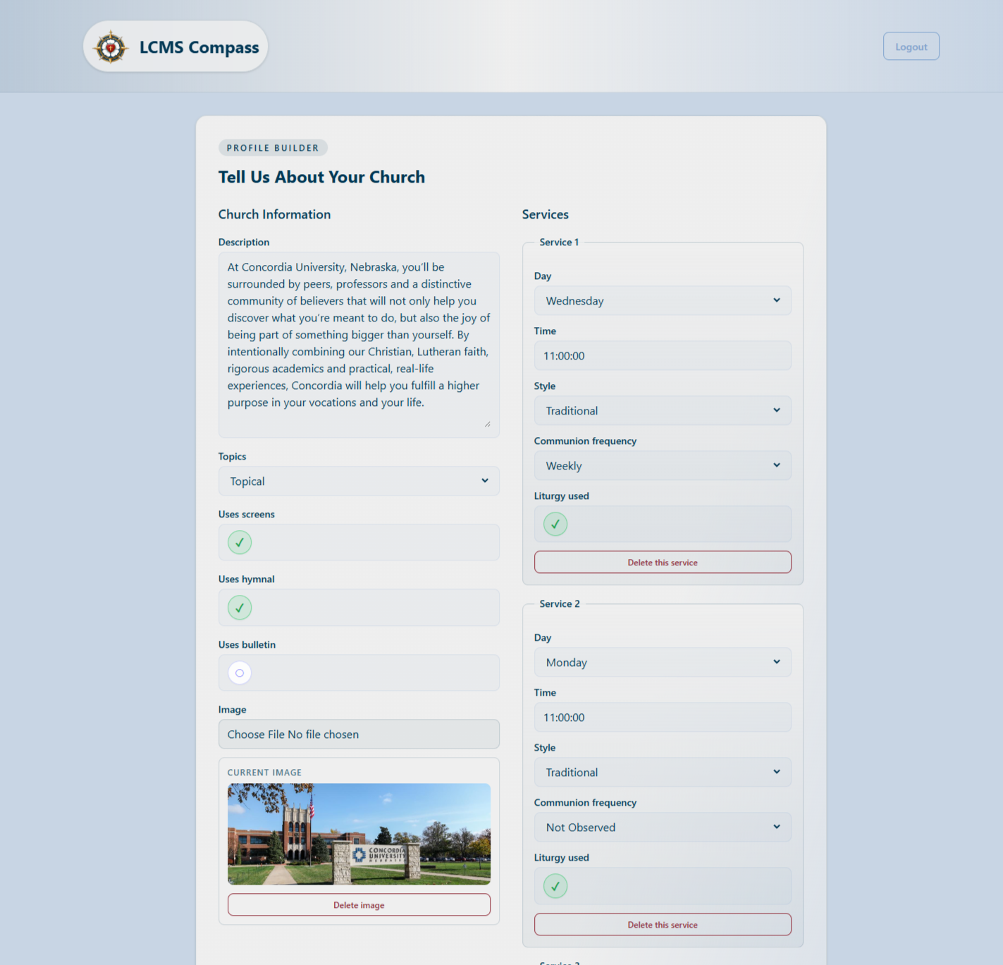 LCMS Compass Church Editor Page